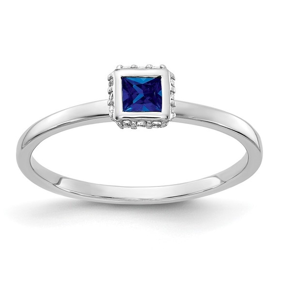 14k White Gold Diamond and Princess Sapphire September...